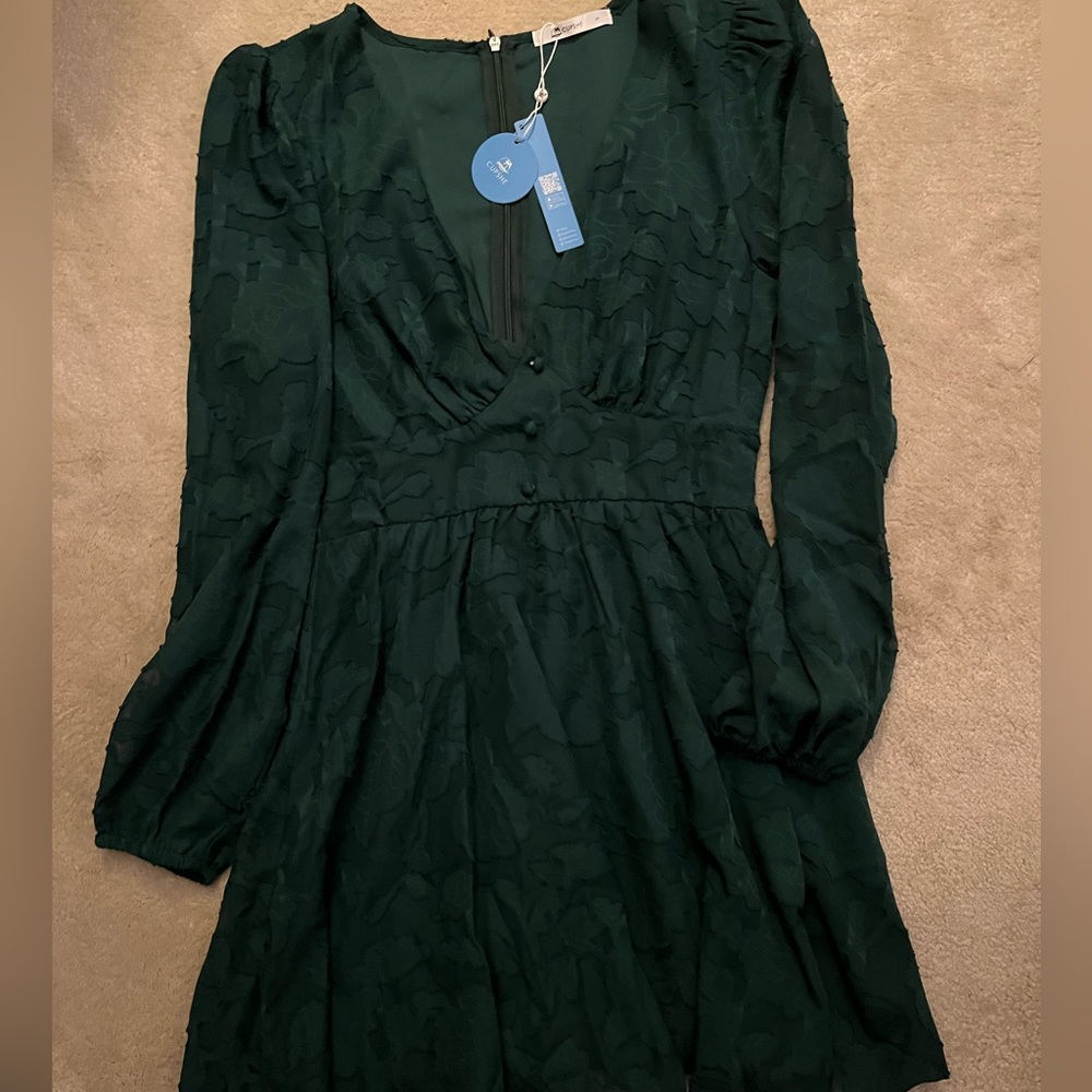 Green V Neck Dress